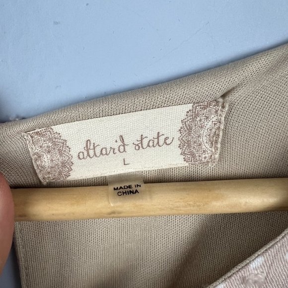 Altar'd State Pink Taupe Tiered Ruffle Swiss Dot Dress Size L - Picture 4 of 6